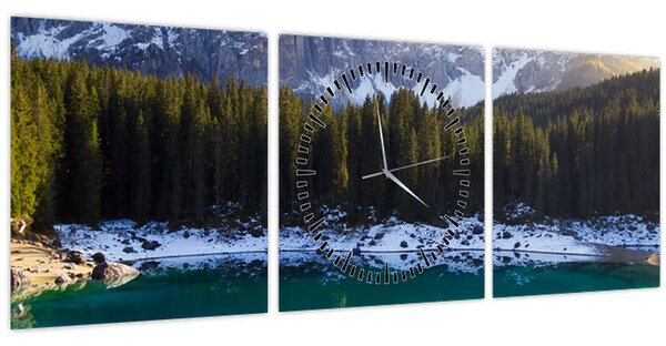 Tablou - Lacul Karersee (cu ceas) (90x30 cm)