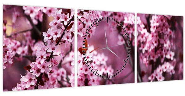 Tablou - Sakura roz (cu ceas) (90x30 cm)