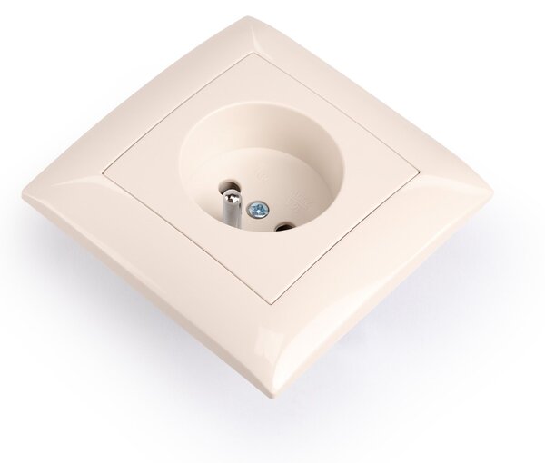 Priză simplă cu împământare și ramă OSTE JNH001-G Beige
