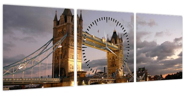 Tablou - Tower Bridge la noapte (cu ceas) (90x30 cm)