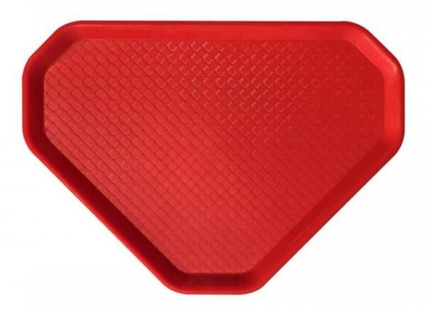 Tavă pentru autoservire, triunghiulară, din plastic, restaurant, roșie, 47,5x34 cm