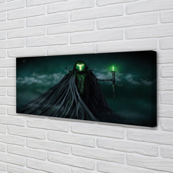 Tablouri canvas Figura întunecată de foc verde