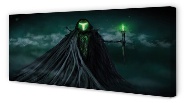 Tablouri canvas Figura întunecată de foc verde