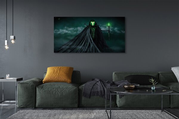 Tablouri canvas Figura întunecată de foc verde