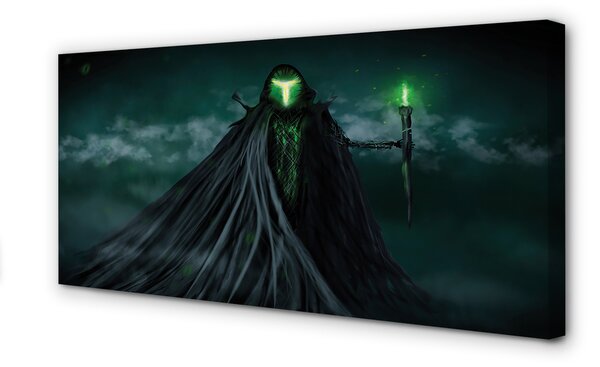 Tablouri canvas Figura întunecată de foc verde
