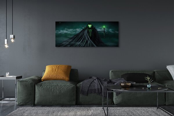 Tablouri canvas Figura întunecată de foc verde