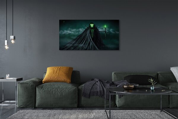 Tablouri canvas Figura întunecată de foc verde