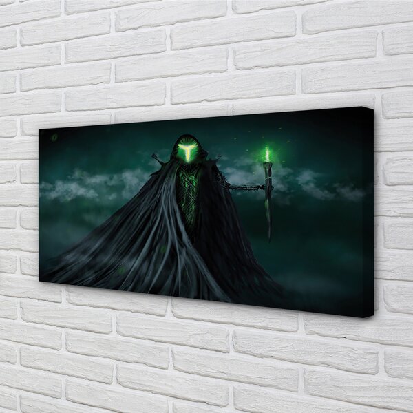 Tablouri canvas Figura întunecată de foc verde