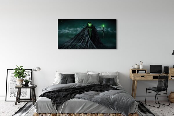 Tablouri canvas Figura întunecată de foc verde