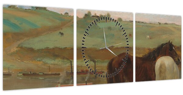 Tablou - Edgar Degas, Horses in a Meadow, reproducere (cu ceas) (90x30 cm)