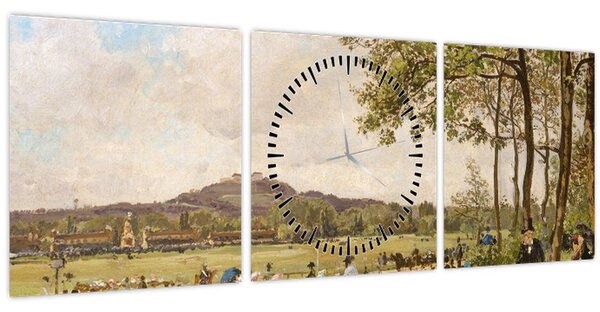Tablou - French 19th Century, Race Course at Longchamps, reproducere (cu ceas) (90x30 cm)