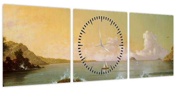 Tablou - Martin Johnson Heade, Rio de Janeiro Bay, reproducere (cu ceas) (90x30 cm)