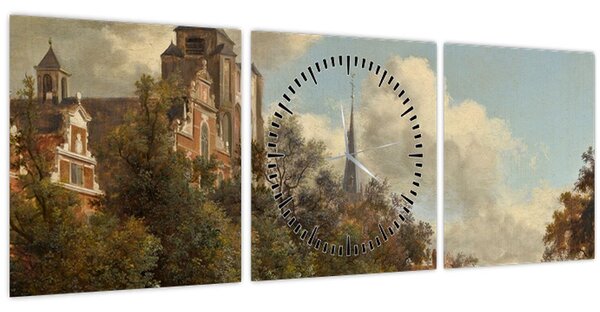 Tablou - Jan van der Heyden, View Down a Dutch Canal, reproducere (cu ceas) (90x30 cm)