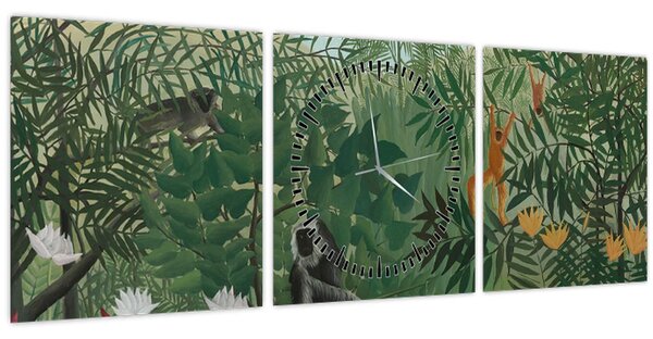 Tablou - Henri Rousseau, Tropical Forest with Monkeys, reproducere (cu ceas) (90x30 cm)
