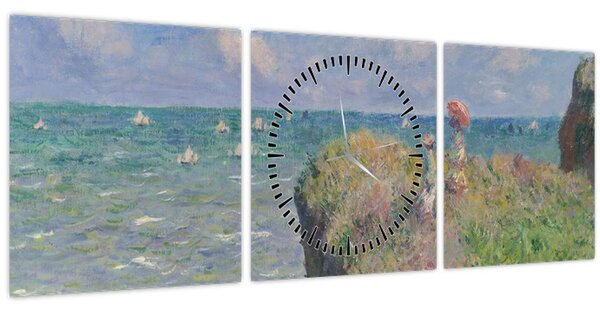 Tablou - Claude Monet, Cliff Walk at Pourville, reproducere (cu ceas) (90x30 cm)