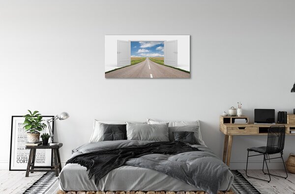Tablouri canvas Câmp ușă 3d rutier