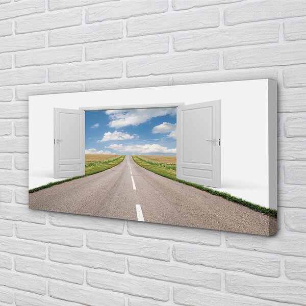 Tablouri canvas Câmp ușă 3d rutier