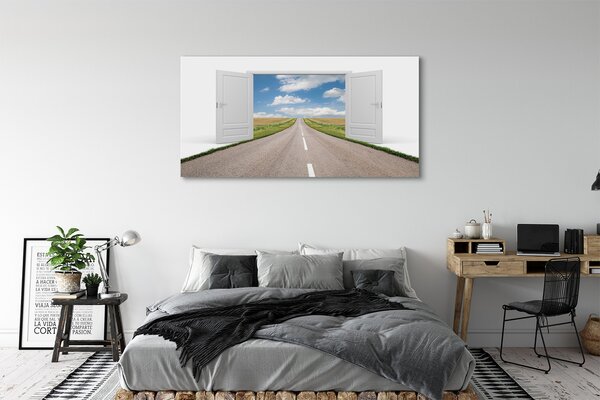 Tablouri canvas Câmp ușă 3d rutier