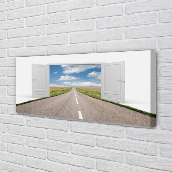 Tablouri canvas Câmp ușă 3d rutier