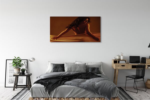Tablouri canvas Femeia cu materialul
