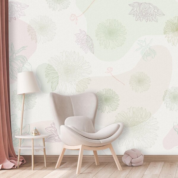 Fototapet - Delicate contururi de flori (147x102 cm)