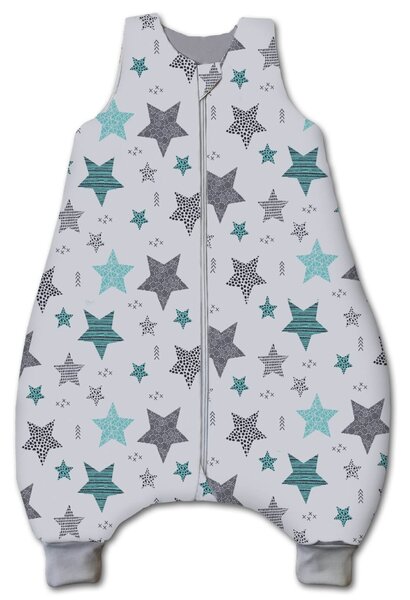 Sac de dormit cu picioare pentru copii 6-18 luni Kidizi All Mint Stars 1 tog, mansete transformabile in soseta