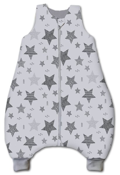 Sac de dormit cu picioare pentru copii 6-18 luni Kidizi Magic Stars Grey 1 tog, mansete transformabile in soseta