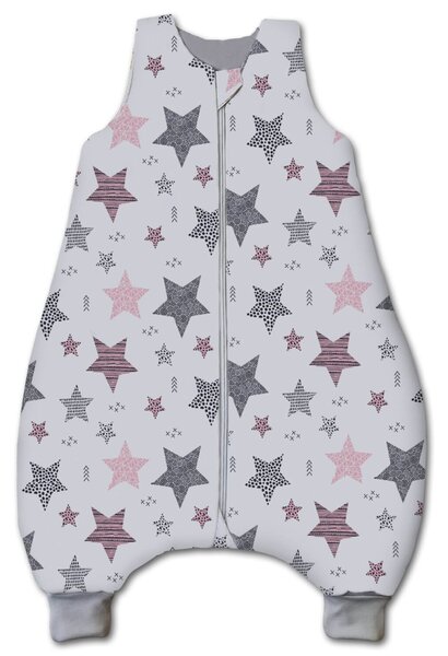 Sac de dormit cu picioare pentru copii 6-18 luni Kidizi All Pink Stars 1 tog, mansete transformabile in soseta