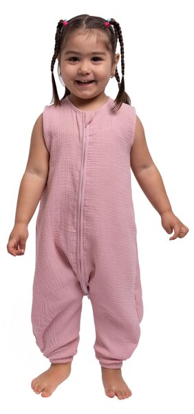 Sac de dormit copii de vara din muselina dubla cu picioare 18-36 luni Kidizi Pink 0.3 tog