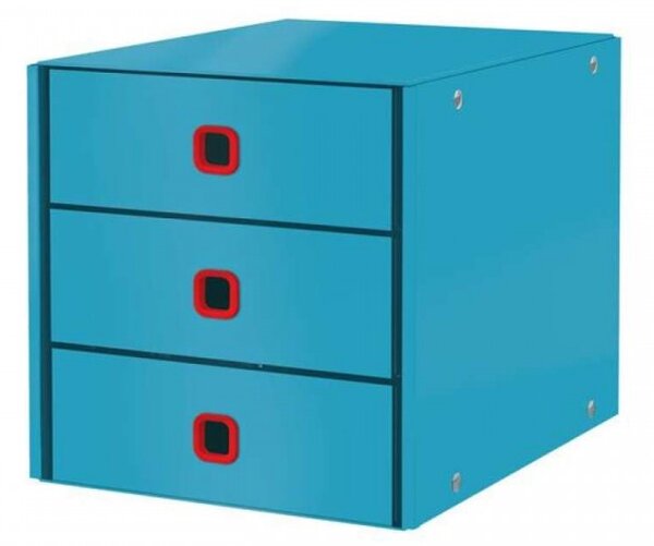 LEITZ Dulap de arhivare din carton laminat, 3 sertare, LEITZ "Cosy Click&Store", albastru calm