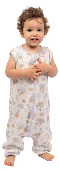 Sac dormit copii de vara din bumbac cu picioare 18-36 luni Kidizi On a Cloud Pastel, 0.5 tog