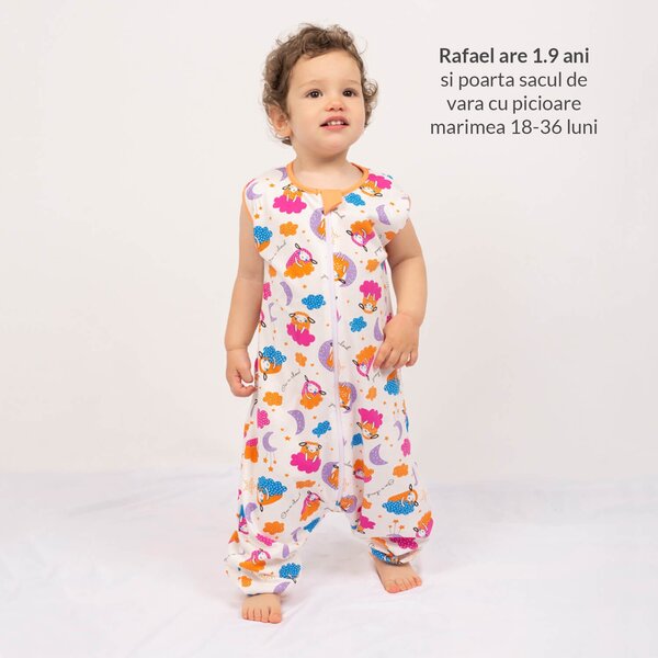 Sac dormit copii de vara din bumbac cu picioare 18-36 luni Kidizi On a Cloud, 0.5 tog