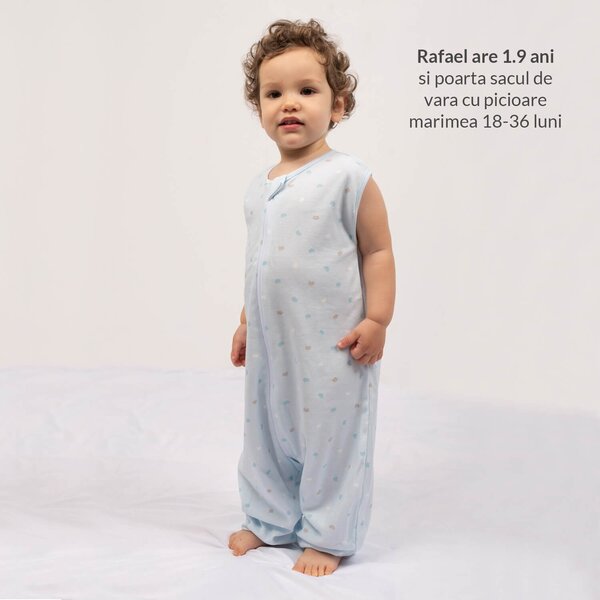 Sac dormit copii de vara din bumbac cu picioare 18-36 luni Kidizi Kitties, 0.5 tog
