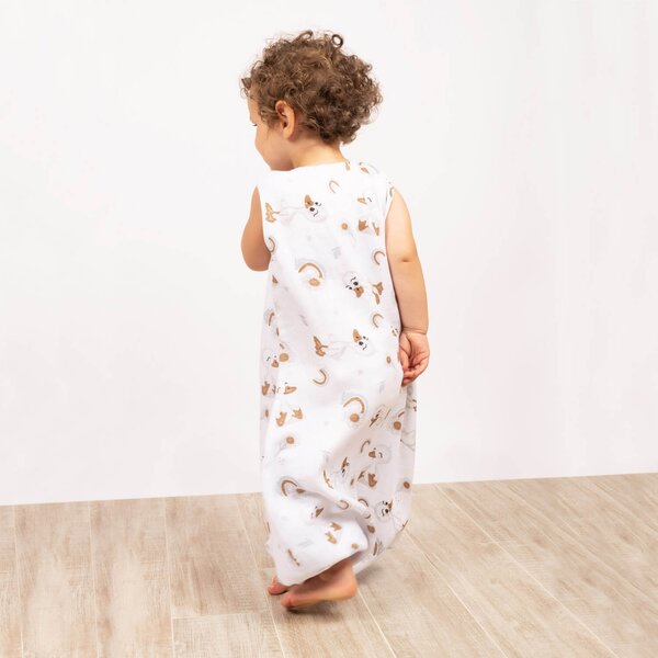 Sac de dormit cu picioare de vara din muselina 18-36 luni Kidizi Ducky, 100% bumbac, 0.5 tog