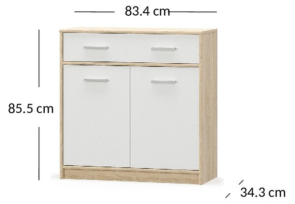 Comodă Terrell (Stejar sonoma + alb). Promo -7%. 1053285