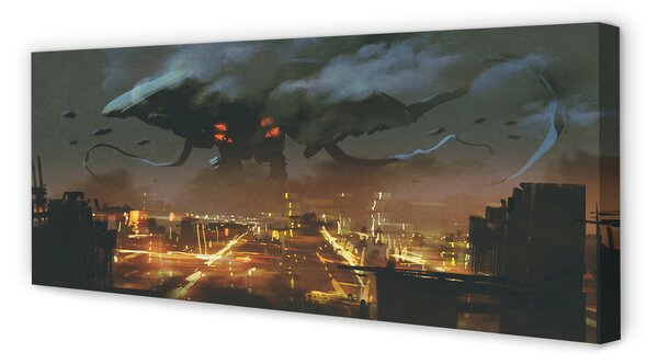 Tablouri canvas City pe timp de noapte monstru fum