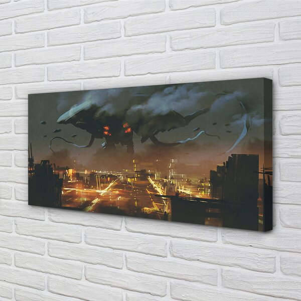 Tablouri canvas City pe timp de noapte monstru fum