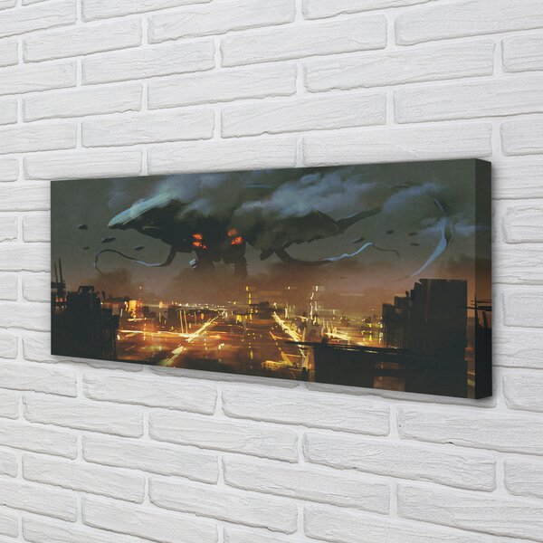 Tablouri canvas City pe timp de noapte monstru fum