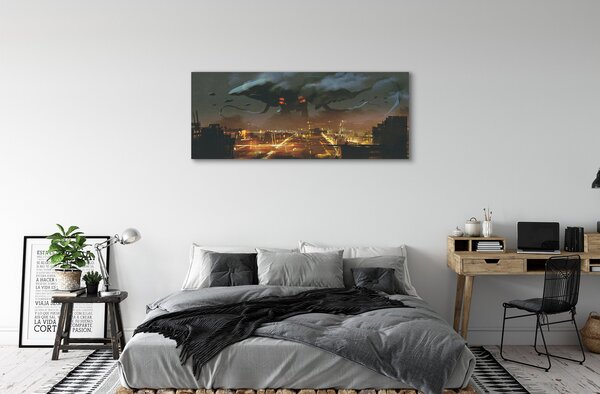 Tablouri canvas City pe timp de noapte monstru fum