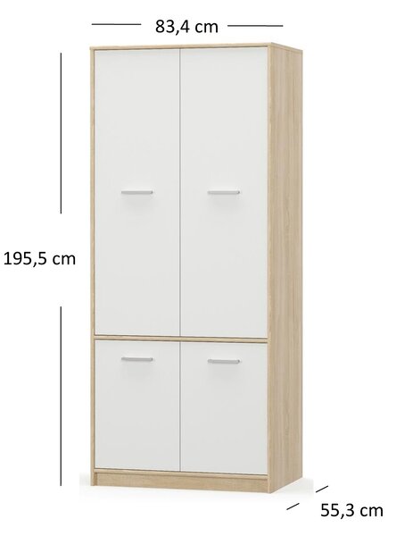Dulap de haine Terrell (Stejar sonoma + alb). 1053289