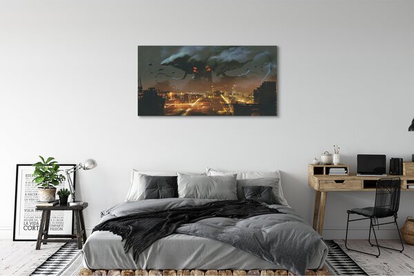 Tablouri canvas City pe timp de noapte monstru fum