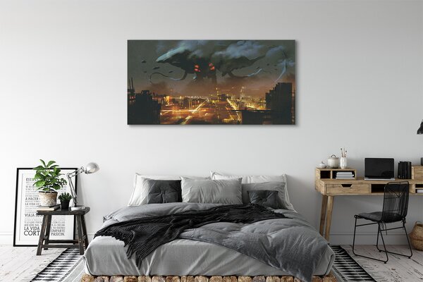 Tablouri canvas City pe timp de noapte monstru fum