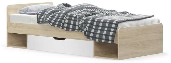 Pat de o persoană 90 cm Terrell (Stejar sonoma + alb) (fără saltea și somieră). 1053300