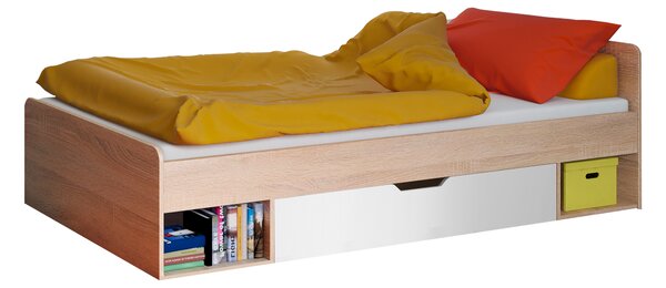 Pat de o persoană 90 cm Terrell (Stejar sonoma + alb) (fără saltea și somieră). 1053300