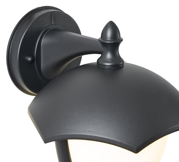 Lampa de perete inteligentă de exterior neagră cu sticlă opal incl. LED IP54 - Classica
