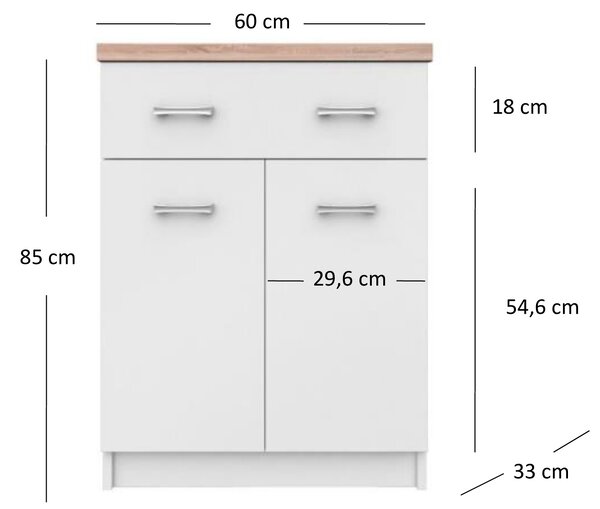 Comodă Tianna 2D1S/60 (alb). 1053341