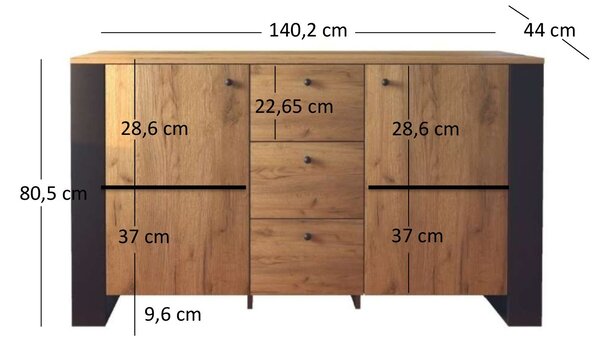 Comodă Wayne (Stejar craft auriu). 1053384