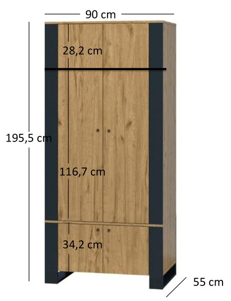 Dulap de haine Wayne (Stejar craft auriu). 1053387