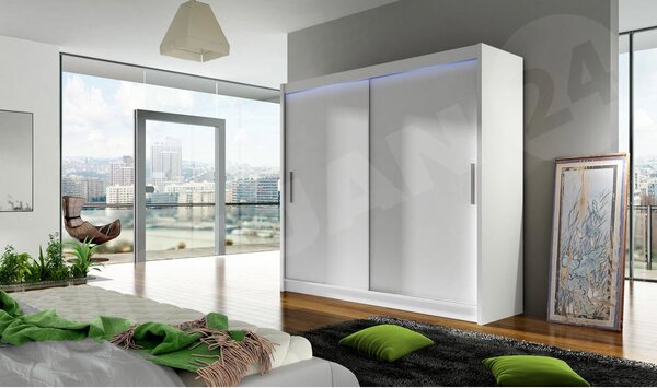 Dulap cu usi glisante Lena I 180 (alb) (iluminare LED RGB colorat). 1058464