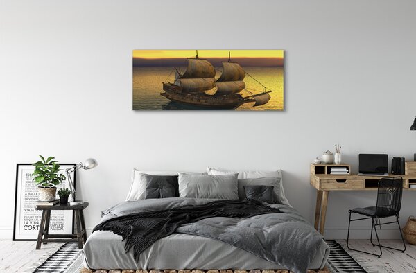 Tablouri canvas cer galben navă de mare